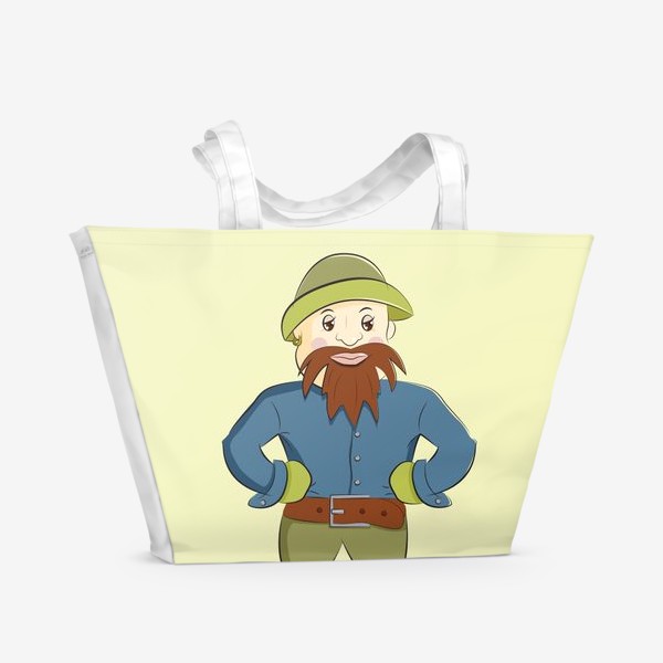 Пляжная сумка &laquo;человечек с бородой в шляпе, забавный персонаж&raquo;