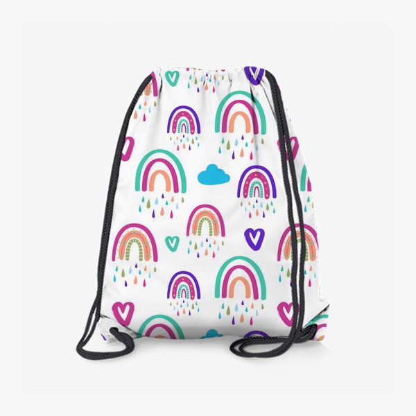 Рюкзак «Симпатичный паттерн с радугой, сердечками, облаком»