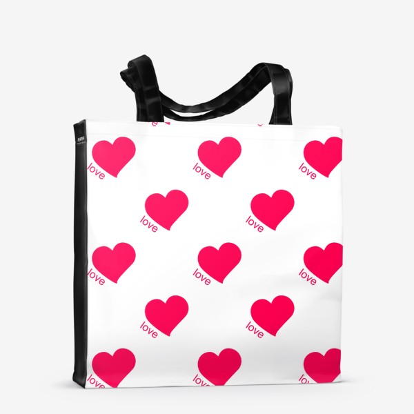 Сумка-шоппер «Розовые сердечки и любовь на белом фоне. Романтический орнамент»