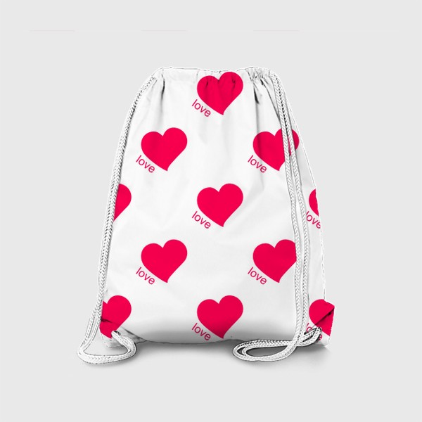 Рюкзак «Розовые сердечки и любовь на белом фоне. Романтический орнамент»