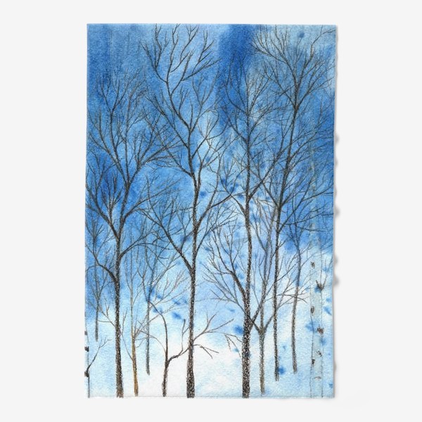 Полотенце &laquo;силуэты деревьев на фоне синего неба, голые деревья&raquo;