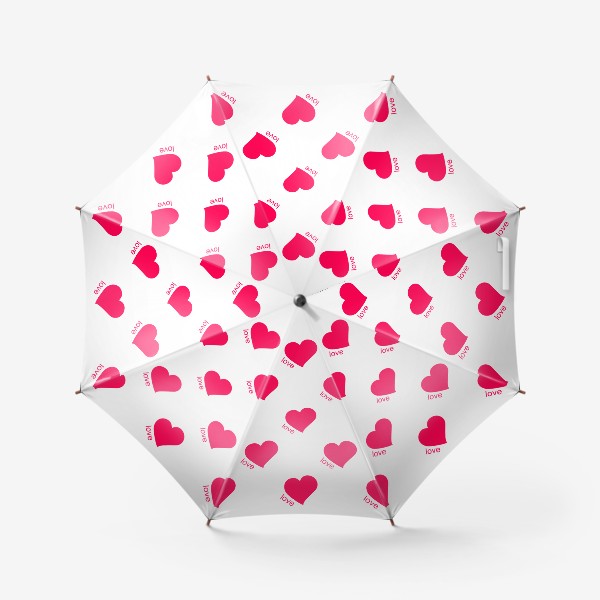 Зонт «Розовые сердечки и любовь на белом фоне. Романтический орнамент»