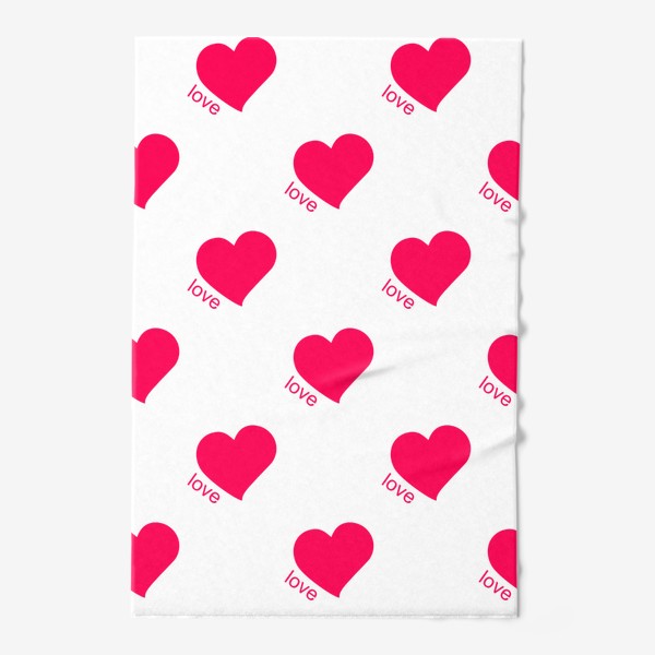 Полотенце «Розовые сердечки и любовь на белом фоне. Романтический орнамент»