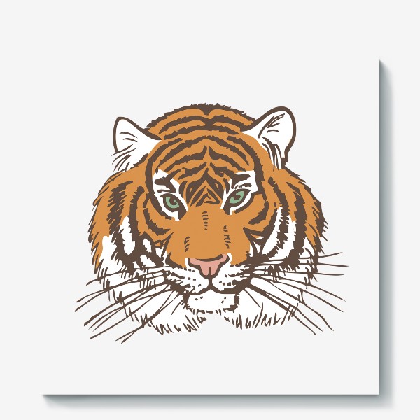 Холст «Голова тигра иллюстрация цветная»