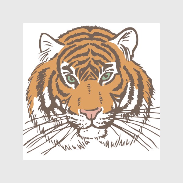 Скатерть «Голова тигра иллюстрация цветная»