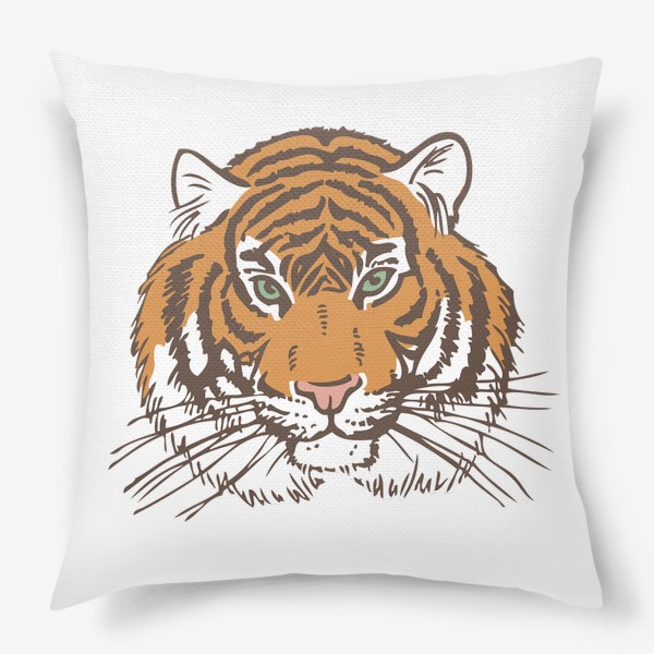 Подушка «Голова тигра иллюстрация цветная»