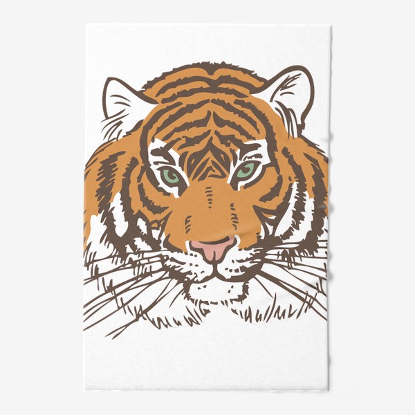 Полотенце «Голова тигра иллюстрация цветная»