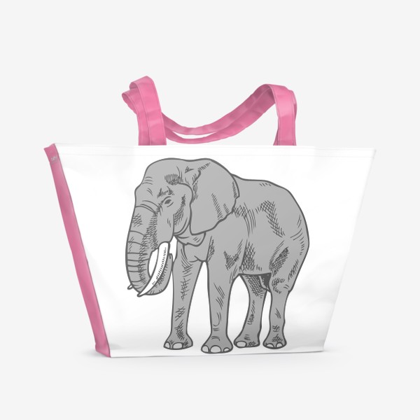 Пляжная сумка «Слон серый иллюстрация »