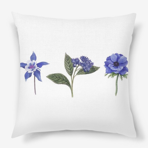 Подушка «Синие цветы. Ботаника»