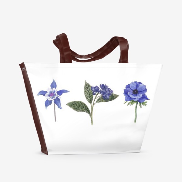 Пляжная сумка «Синие цветы. Ботаника»