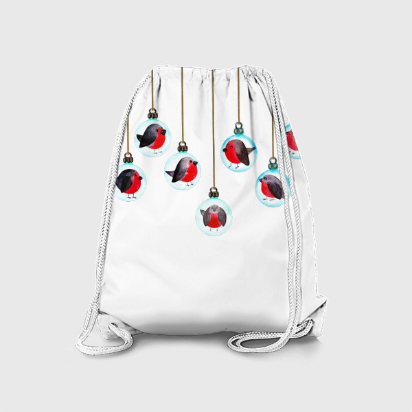 Рюкзак «Новогодние ёлочные шарики со снегирями»
