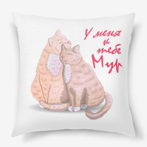Подушка «У меня к тебе Мур, любовь и пара котиков»