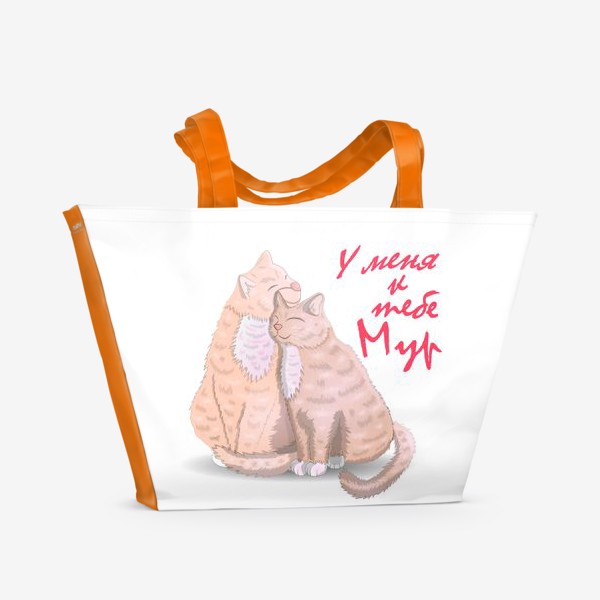 Пляжная сумка «У меня к тебе Мур, любовь и пара котиков»