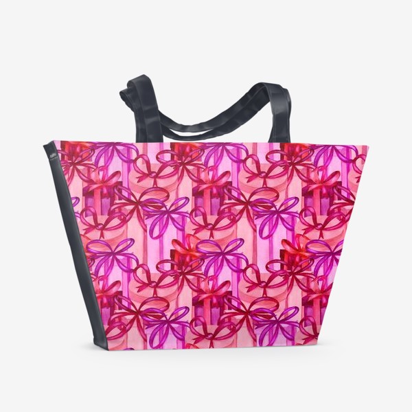 Пляжная сумка «Паттерн розовые коробки с подарками»