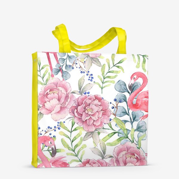 Сумка-шоппер «Фламинго Пион цветок паттерн»