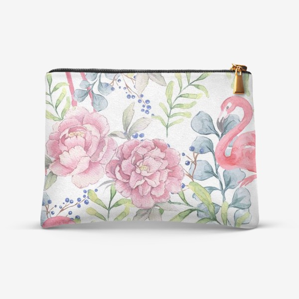 Косметичка «Фламинго Пион цветок паттерн»