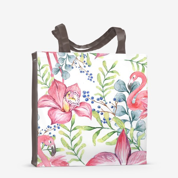 Сумка-шоппер «Орхидея Фламинго паттерн цветы птицы»