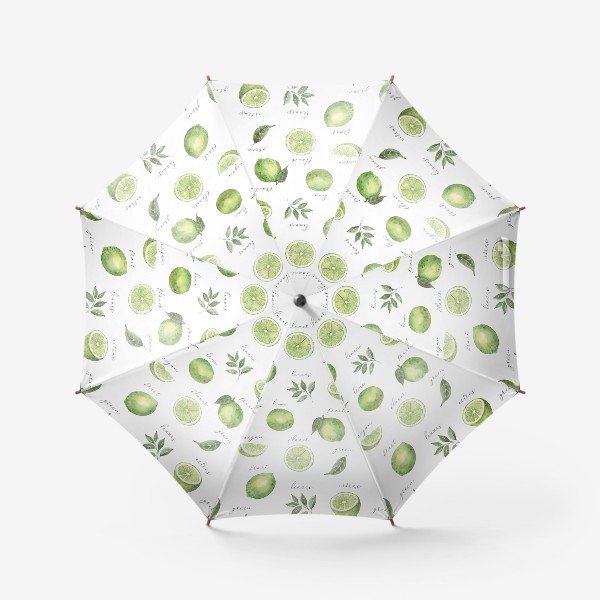 Зонт «Акварельный узор с лаймами и надписью.»