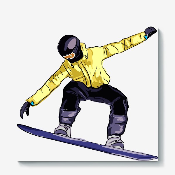Холст «Сноубордист в полете. Спортсмен катается на доске для сноуборда»