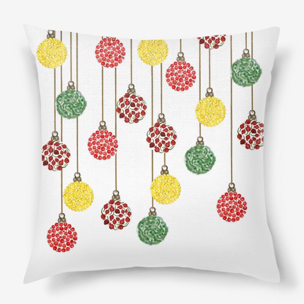 Подушка «Разноцветные яркие ёлочные праздничные шары»