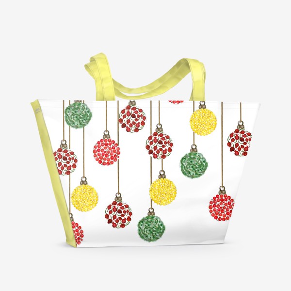 Пляжная сумка «Разноцветные яркие ёлочные праздничные шары»