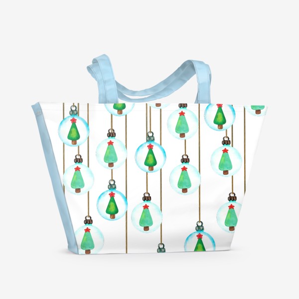 Пляжная сумка «Новогодние ёлочные шары с ёлочками»