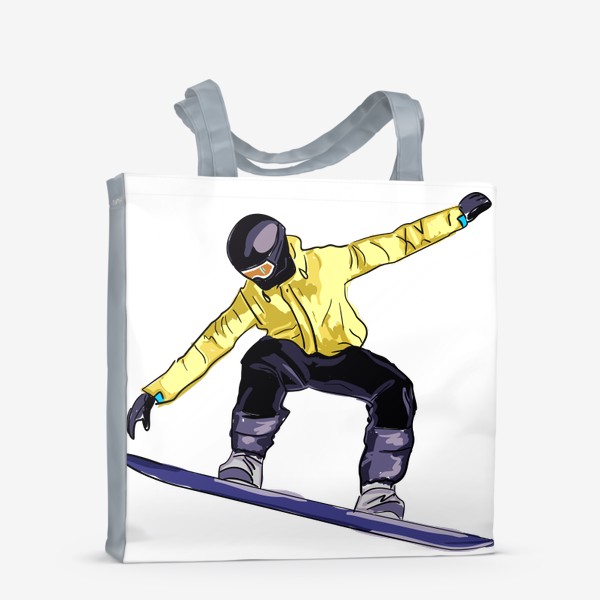 Сумка-шоппер «Сноубордист в полете. Спортсмен катается на доске для сноуборда»