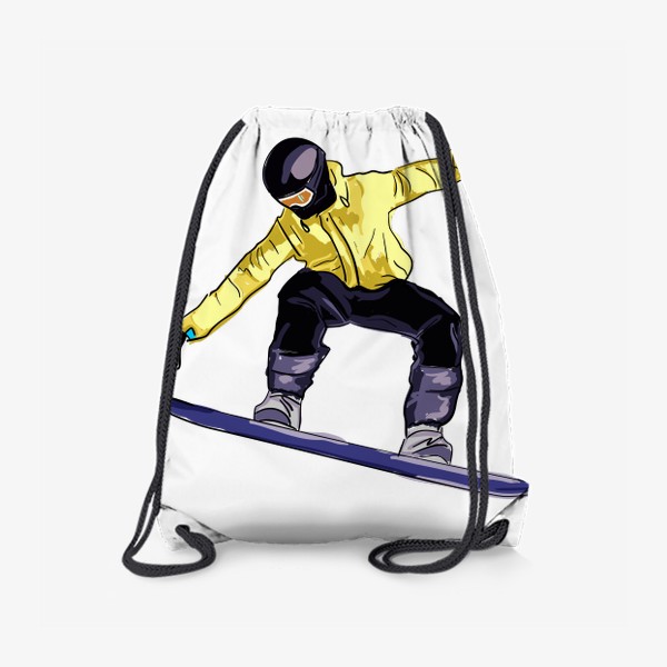 Рюкзак «Сноубордист в полете. Спортсмен катается на доске для сноуборда»