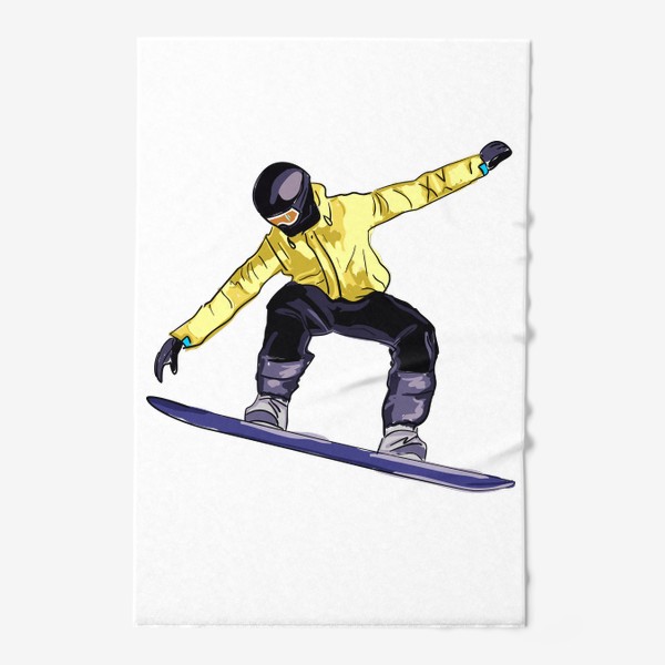 Полотенце «Сноубордист в полете. Спортсмен катается на доске для сноуборда»
