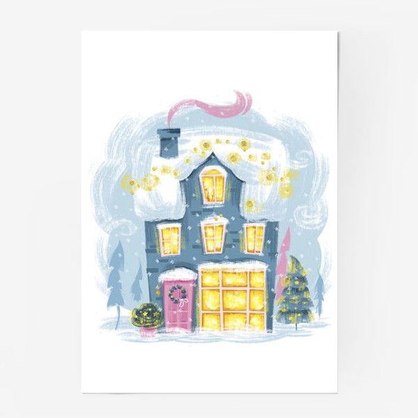 Постер «Новогодний зимний дом. Christmass shop»