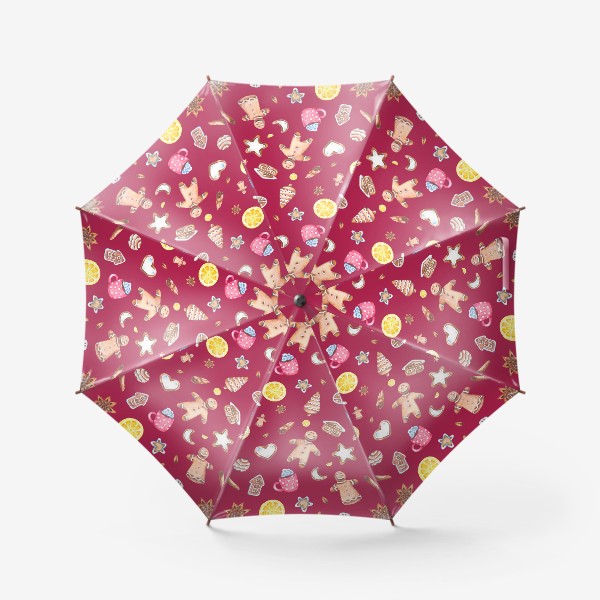 Зонт «Имбирные человечки (на красном)»