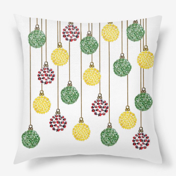 Подушка «Разноцветные новогодние ёлочные шары»