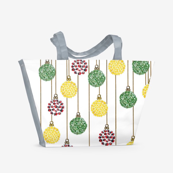 Пляжная сумка &laquo;Разноцветные новогодние ёлочные шары&raquo;