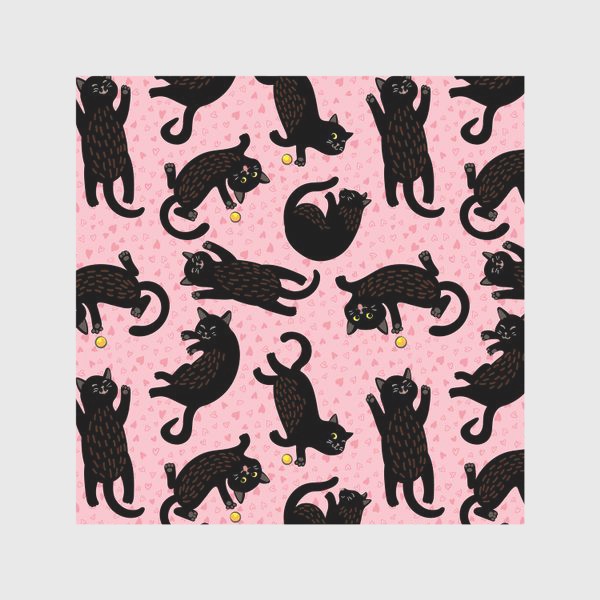 Скатерть «Игривый чёрный котенок на розовом фоне»