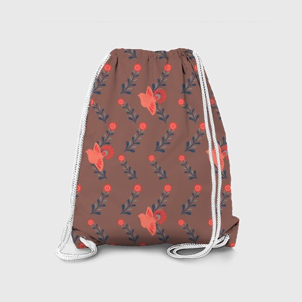 Рюкзак «Сказочный орнамент, птицы и цветы»