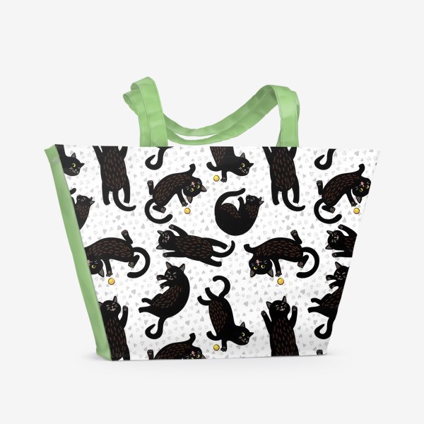Пляжная сумка «Милые игривые котята на белом фоне»