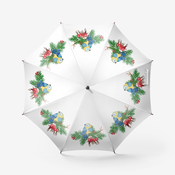 Зонт «Синица на еловой ветке»