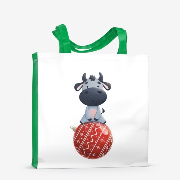 Сумка-шоппер «Новогодний бык на шарике»