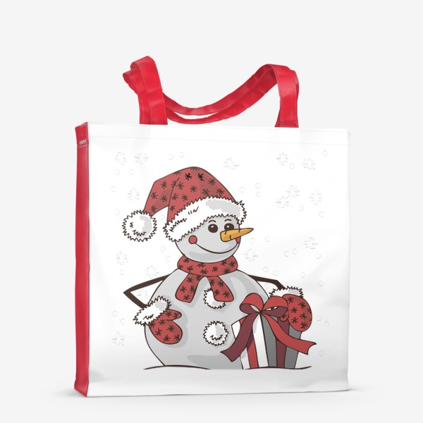 Сумка-шоппер «Снеговик и подарок иллюстрация»