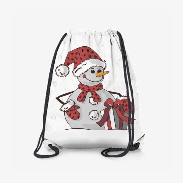 Рюкзак «Снеговик и подарок иллюстрация»