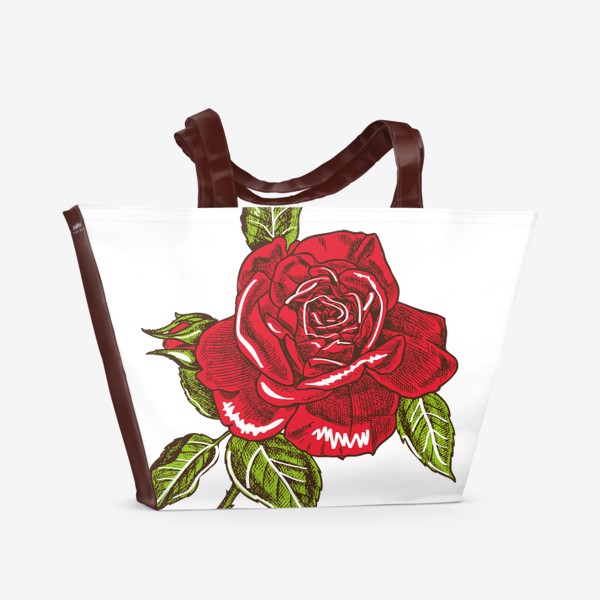 Пляжная сумка «Графика красная роза»