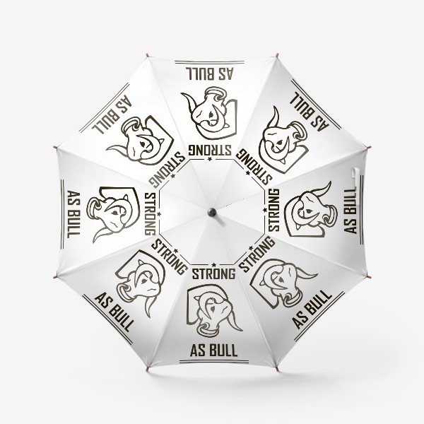 Зонт «Сильный как бык надпись»