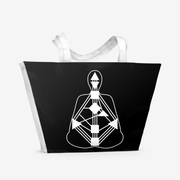 Пляжная сумка «Дизайн человека. Белый бодиграф на черном фоне»