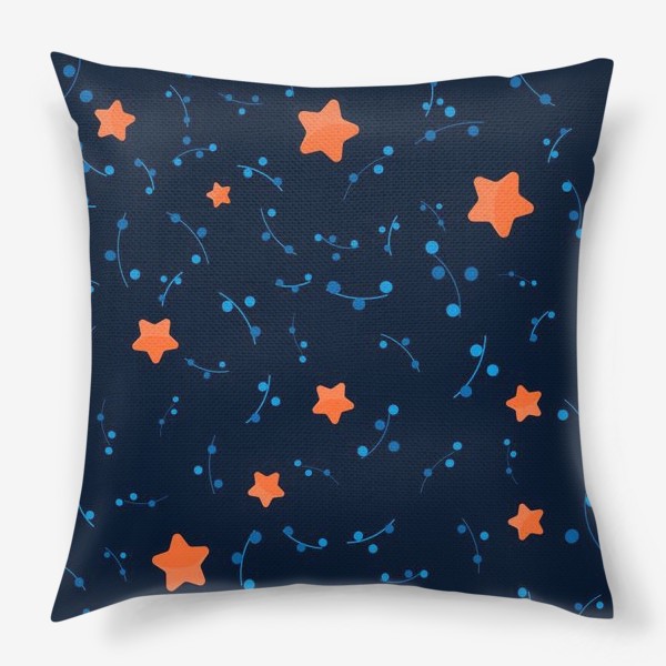 Подушка «Оранжевые звёзды в ночном небе. »