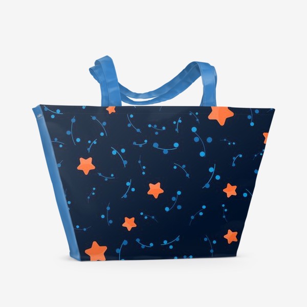 Пляжная сумка &laquo;Оранжевые звёзды в ночном небе. &raquo;