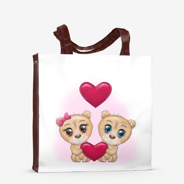 Сумка-шоппер «Влюбленные мишки с сердечком, 14 февраля»