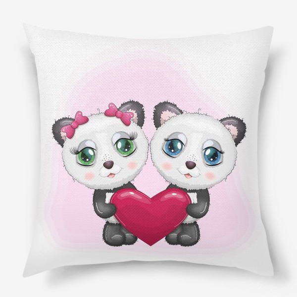 Подушка «Влюбленные панды с сердечком, 14 февраля»
