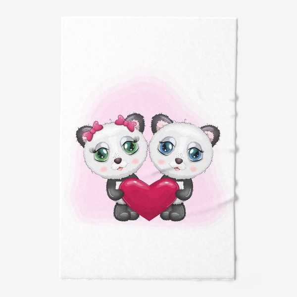 Полотенце «Влюбленные панды с сердечком, 14 февраля»