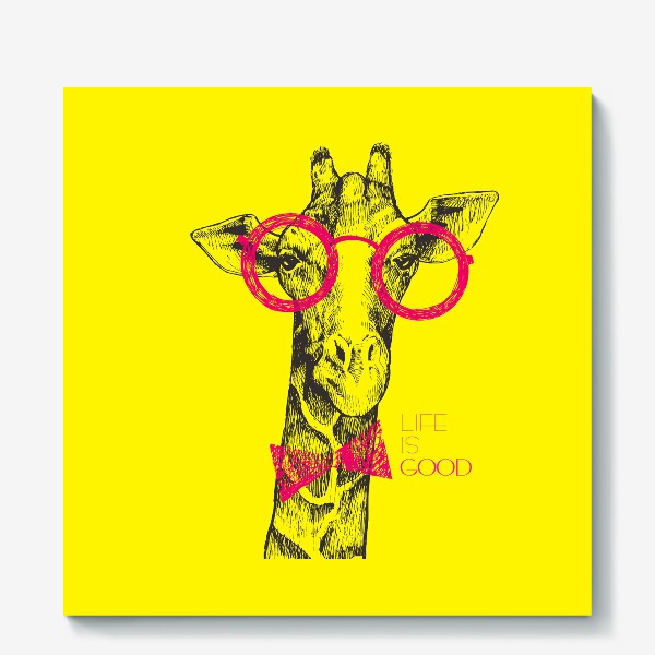 Холст «Жираф на желтом фоне »