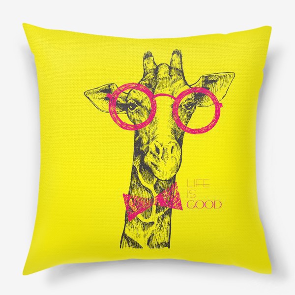 Подушка «Жираф на желтом фоне »